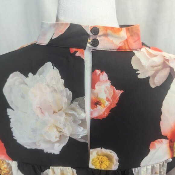 NWT Gianni Bini Choker Neck Black Floral Tunic Size Small - Picture 4 of 14